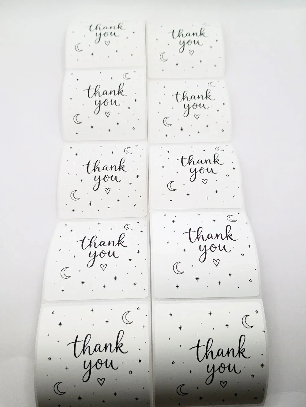 Set of 10 Celestial Moon & Stars Thank You Stickers 2x2